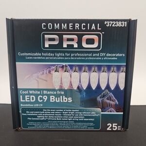 GEMMY Commercial Pro 25 Ct C9 Cool White LED Christmas String Light‎ Bulbs E17